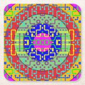 Techno Circus Vierkante Kartonnen Onderzetter (Voorkant)