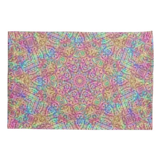 Techno Color Fractal Kaleidoscope Kussensloop (Achterkant)