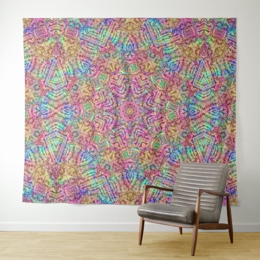 Techno Color  Fractal Kaleidoscope Wandkleed (In Situ (horizontaal))