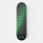 Techno Cyber Green Stripes Black Skateboard (Voorkant)