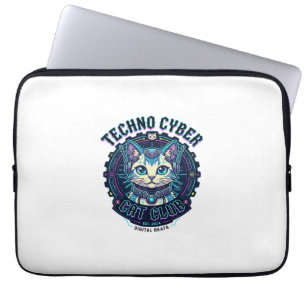 Techno Cyber Kat Grappige Kat Liefhebber Design - Laptop Sleeve