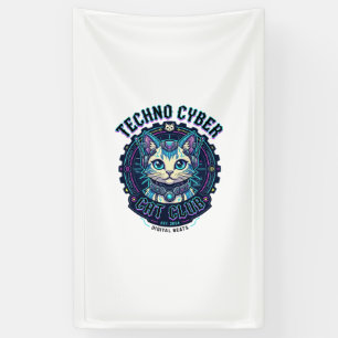 Techno Cyber Kat Grappige Kat Liefhebber Design -  Spandoek