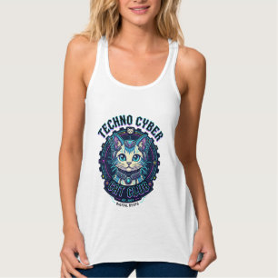 Techno Cyber Kat Grappige Kat Liefhebber Design -  Tanktop