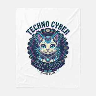 Techno Cyber Kat Grappige Kat Liefhebber Ontwerp - Fleece Deken
