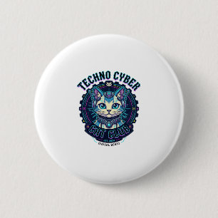 Techno Cyber Kat Grappige Kat Liefhebber Ontwerp - Ronde Button 5,7 Cm