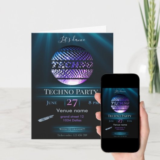 Techno feestuitnodiging