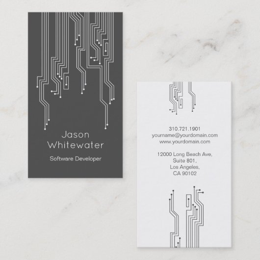 Techno Flat Slank Visitekaartje - Donkergrijs (Voorkant / Achterkant)