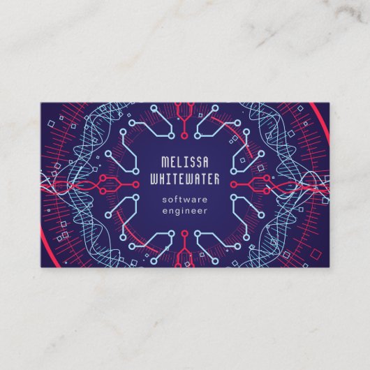 Techno Flat Sleek kleurrijk Visitekaartje (Voorkant)