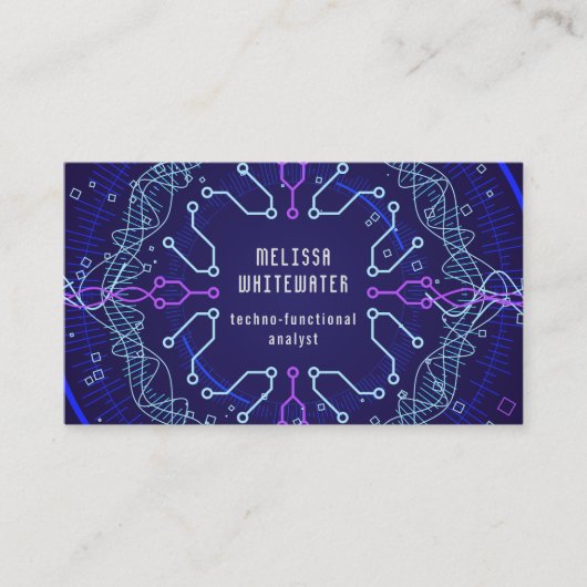 Techno Flat Sleek kleurrijk Visitekaartje (Voorkant)