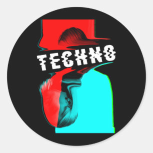 Techno Glitch Bass Music Party DJ Ronde Sticker