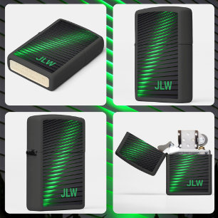 Techno Green Stripes met Initialen Black