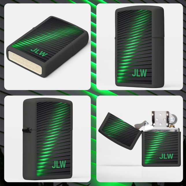 Techno Green Stripes met Initialen Black (Creator heeft geüpload)