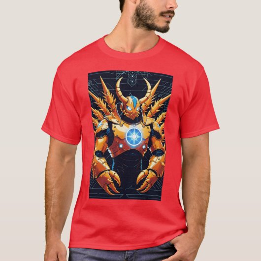 Techno Grid Armored Fighter Graphic T-shirt (Voorkant)