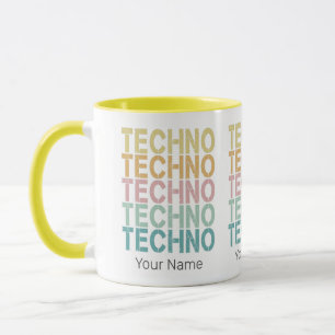 Techno House Retro Lettering Electro  Rave Mok