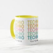 Techno House Retro Lettering Electro  Rave Mok (Voorkant links)