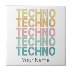 Techno House Retro Lettering Electro Rave Tegeltje