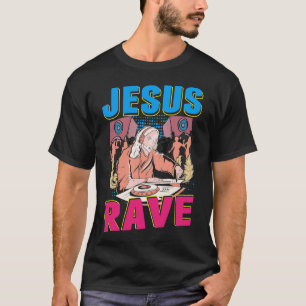 Techno Jesus Religion Retro Electronic Bass Music T-shirt
