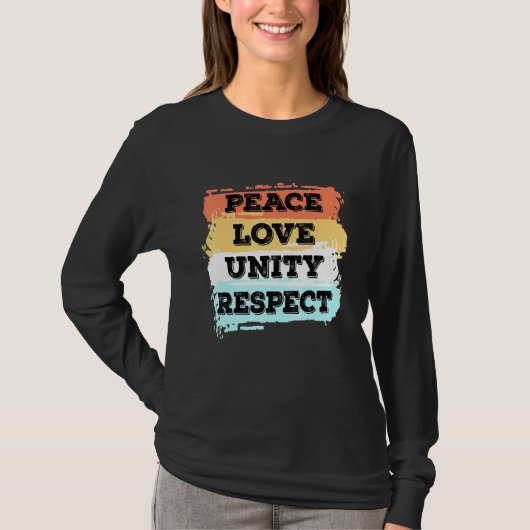 Techno Music Peace Unity Respect Rave Party E T-shirt (Voorkant)