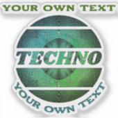 Techno muziek dj promotie Custom-Cut Vinyl Sticker (Voorkant)