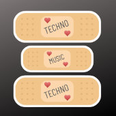 Techno muziek Patch / bandaid, Techno geneest wond Sticker