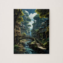 Techno-Organic City Daytime Creek Uitzicht