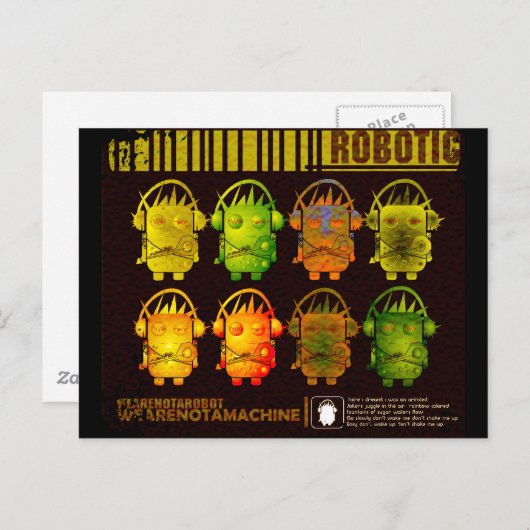 Techno Robot Briefkaart (Voorkant / Achterkant)