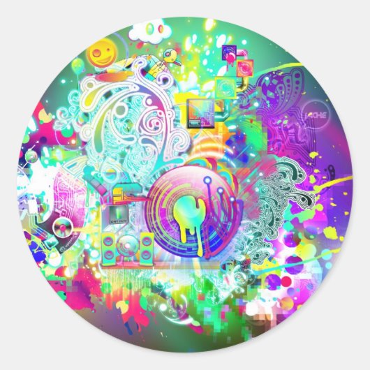 Techno Ronde Sticker (Voorkant)