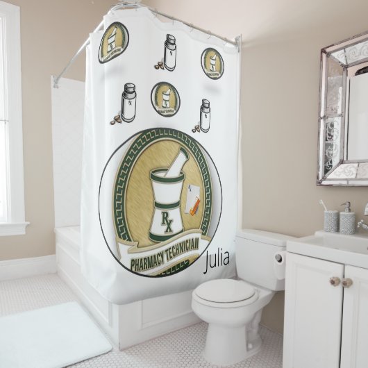 Technologie de pharmacie du rideau de douche (En situation)