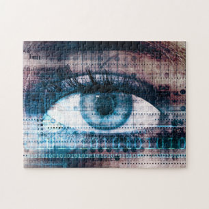 Technologie-innovatie met elektronisch oog legpuzzel