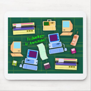 Technologie is Geweldige Leuke Retro Items Kunst Muismat