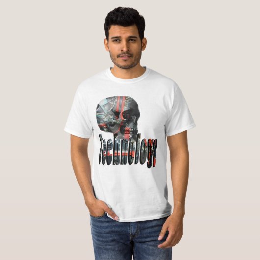 Technologie-Logo en computerschedel T-shirt (Voorkant volledig)