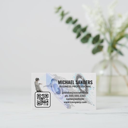 Technologie VR | Carte de visite de code QR (Debout devant)