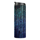 Technologiematrix binaire code blauw groen thermosbeker (Geroteerd rechts)