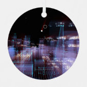 Technologische digitale stad metalen ornament (Voorkant)