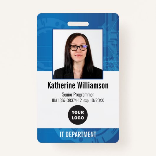 Technology Company Employee Logo and Photo ID Badge (Voorkant)