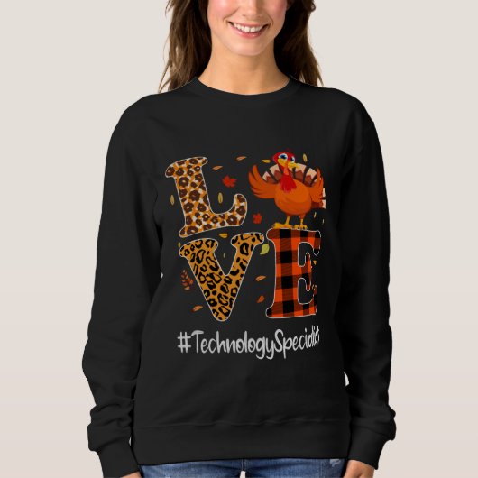 Technology Specialist Love Thanksgiving Leopard Tu Trui (Voorkant)