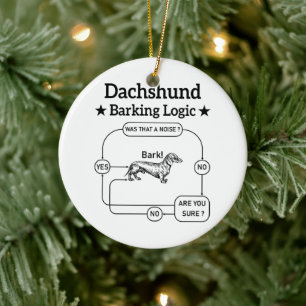 Teckel blaffende logica grappige weiner hond sarca keramisch ornament