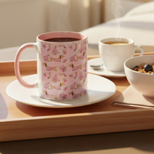 Teckel Bloemenpioenen voor Tea Mok Doxie Moms