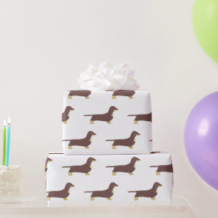 teckel chocolade en tan silhouet cadeaupapier