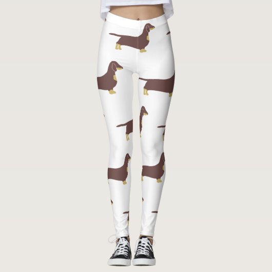 teckel chocolade en tan silhouet leggings (Voorkant)