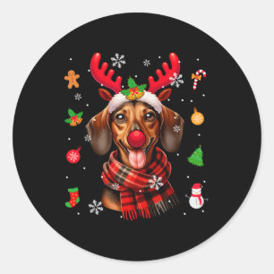 Teckel Cosplay Rendier Kerstkostuum Eigenaar Ronde Sticker