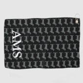 Teckel Daxie Schattige Dog Silhouette Y&B Grid Zwa Golfhanddoek (Horizontaal)