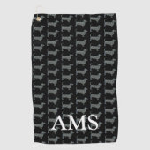 Teckel Daxie Schattige Dog Silhouette Y&B Grid Zwa Golfhanddoek (Voorkant)