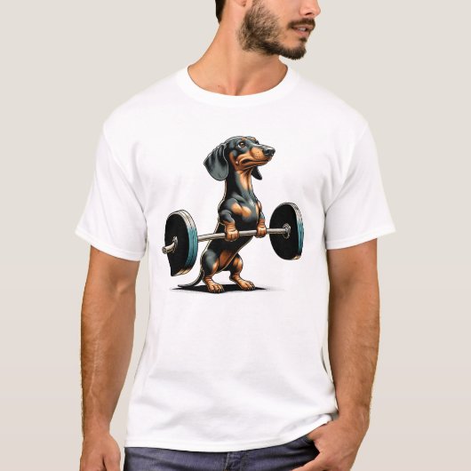 Teckel Deadlift Gewichtheffen Funny Fitness T-shirt (Voorkant)
