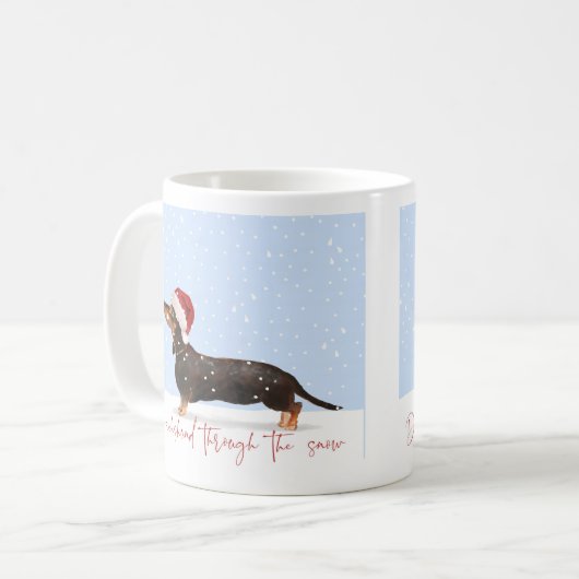 TECKEL DOOR DE SNEEUW Schattigee Kerst Koffiemok (Voorkant links)