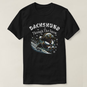 Teckel door de sneeuw t-shirt