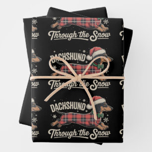 Teckel door de sneeuwhond Kerstspel Inpakpapier Vel