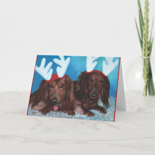 Teckel Doxie Pair Kerst Kaart