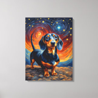 Teckel Doxie Weiner Dog Artsy Canvas Afdruk