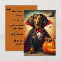 Teckel Dracula Halloween Uitnodigingen